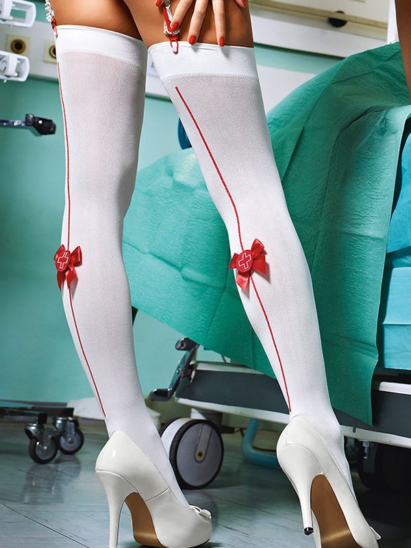 Pantyhose nurse white stockings