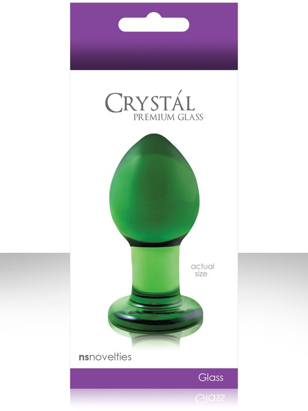 Средняя заднепроходная пробка Crystal Premium Glass - Green