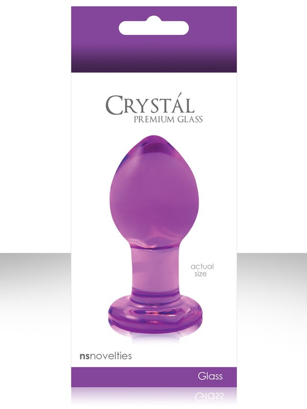 Средняя заднепроходная пробка Crystal Premium Glass - Purple
