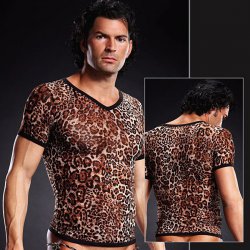Леопардовая футболка BlueLine из сетки – L/XL
