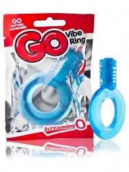 Упругое виброкольцо на пенис Screaming O - Go Vibe Ring одноразовое – синий