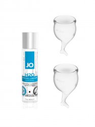 Набор менструальных чаш Satisfyer Feel secure Menstrual Cup (Transparent) и Лубрикант на водной основе JO H2O Original – 30 мл