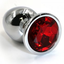 Средняя алюминиевая анальная пробка Kanikule Medium с кристаллом – серебристый с красным