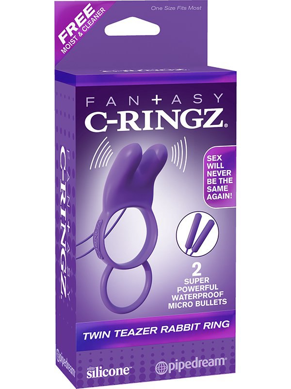 Pipedream Эрекционное кольцо Twin Teazer Rabbit Ring с вибрацией – фиолетовый