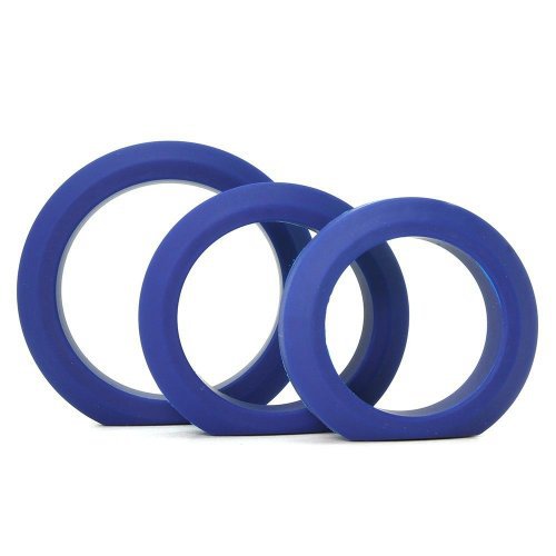 Эрекционные кольца без вибрации Tom of Finland 3 Piece Silicone Cock Ring Set - синий