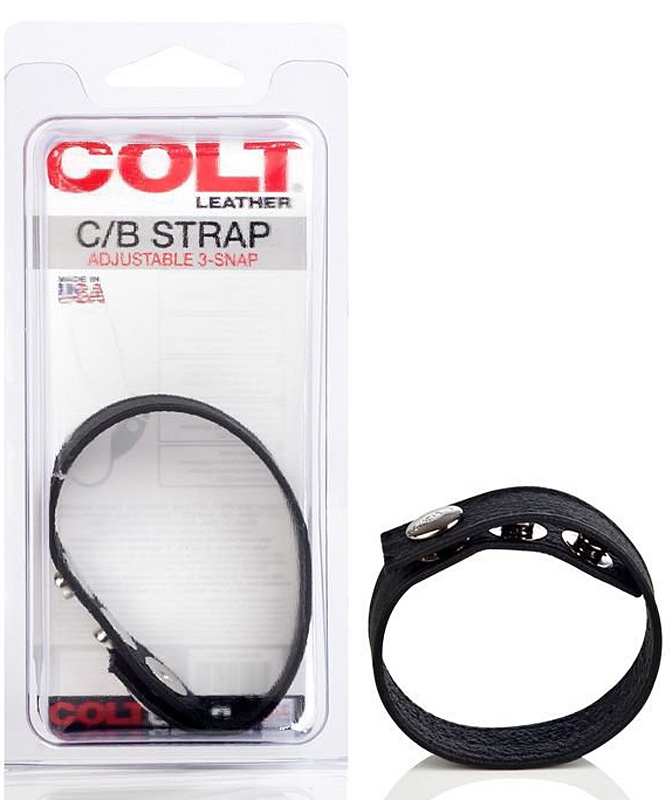 Кожаная утяжка на пенис Colt C/B Strap Adjustable 3-Snap – черный