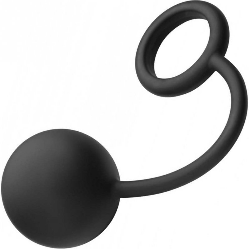 Анальный шарик с мягким эрекционным кольцом Tom of Finland Silicone Cock Ring with Heavy Anal Ball – чёрный 