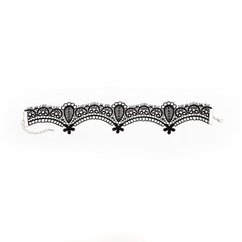 Черное кружевное ожерелье-чокер ручной работы Dolce Piccante Bello fiore - XS