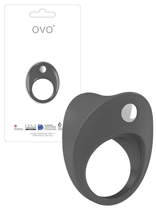 Эрекционное кольцо Ovo B11 с вибрацией – серый