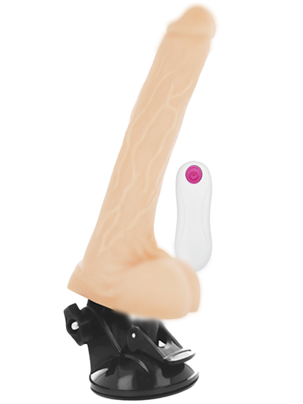 Реалистичный вибратор Dream Love BASECOCK REALISTIC VIBRATOR REMOTE CONTROL FLESH, с мошонкой, с пультом Д/У, 19 см, ТПР, светлый телесный
