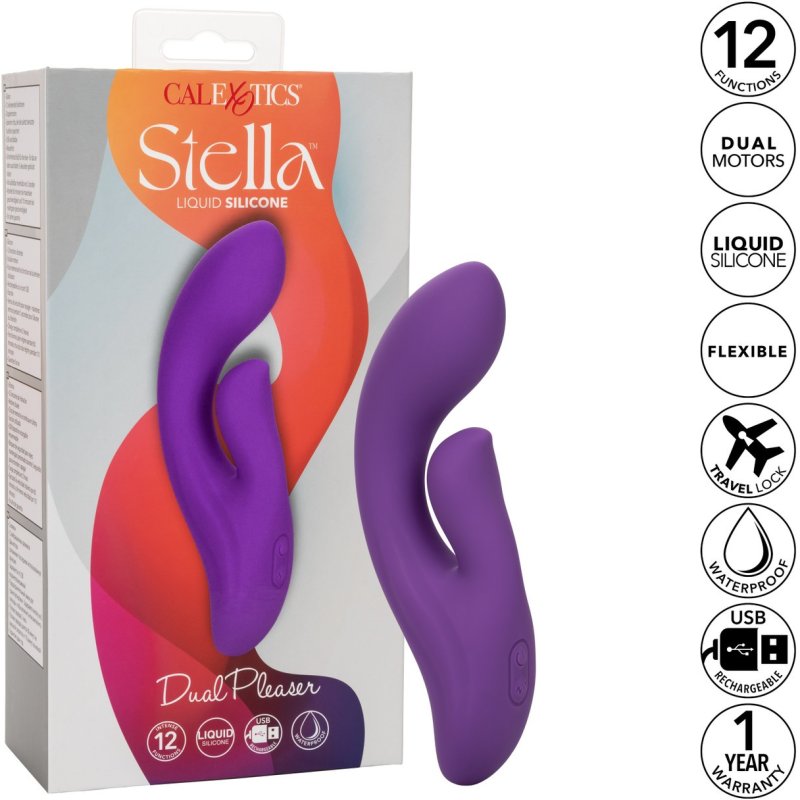 Вибратор-кролик Stella Liquid Silicone Dual Pleaser California Exotic Novelties SE-4368-35-3, цвет фиолетовый - фото 8