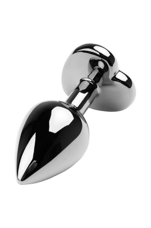 Средняя анальная втулка TOYFA Metal с кристаллом цвета турмалина - серебристый с черным
