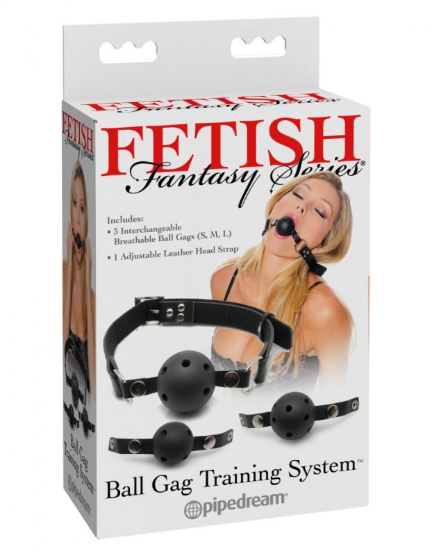 Система кляпов из 3-х шариков Ball Gag Training System – черный