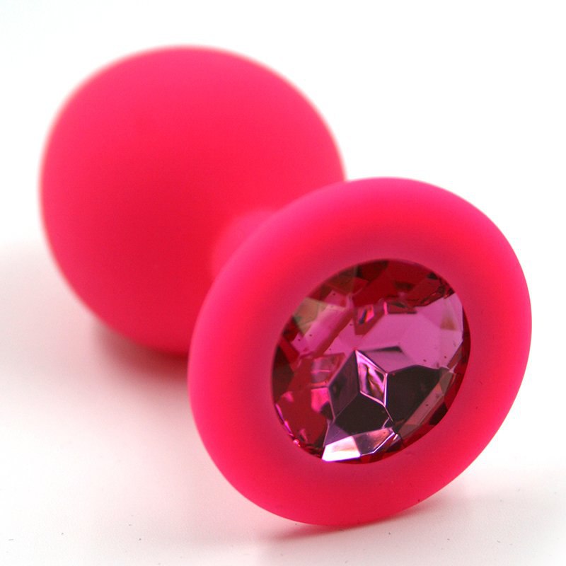 Kanikule Средняя силиконовая анальная пробка Kanikule Medium с кристаллом – розовый