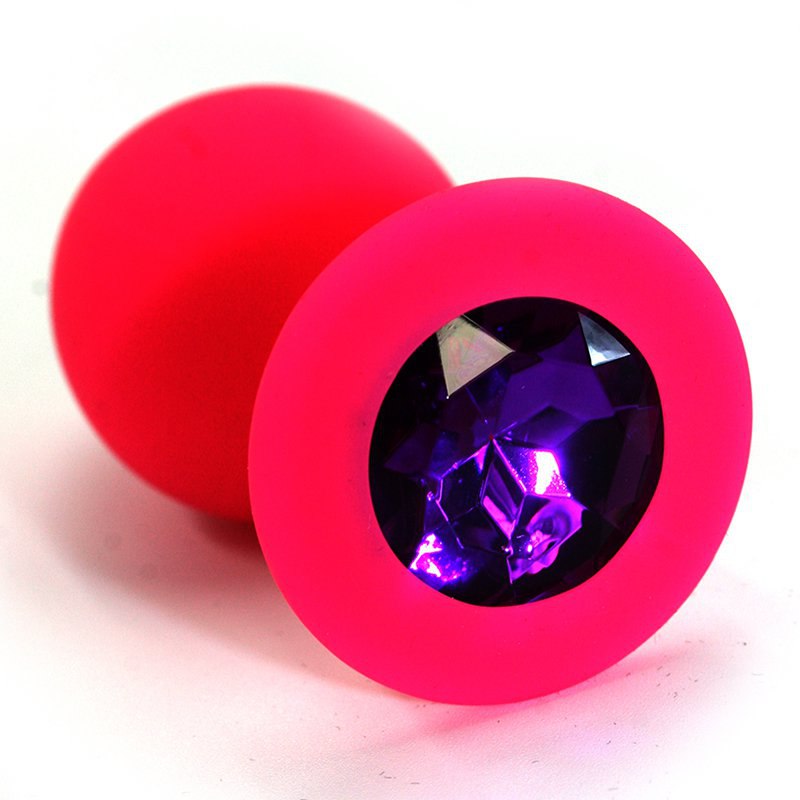 Kanikule Средняя силиконовая анальная пробка Kanikule Medium с кристаллом – розовый с фиолетовым