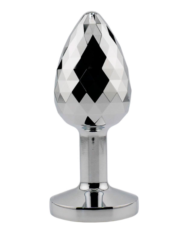 Алюминиевая текстурная анальная пробка с прозрачным кристаллом Small