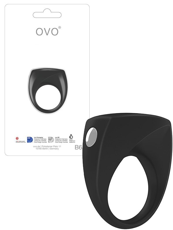 Ovo Эрекционное кольцо Ovo B6 с вибрацией – черный