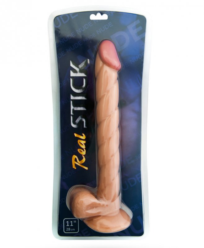 Большой фаллоимитатор с мошонкой TOYFA RealStick Nude 11” на присоске – телесный