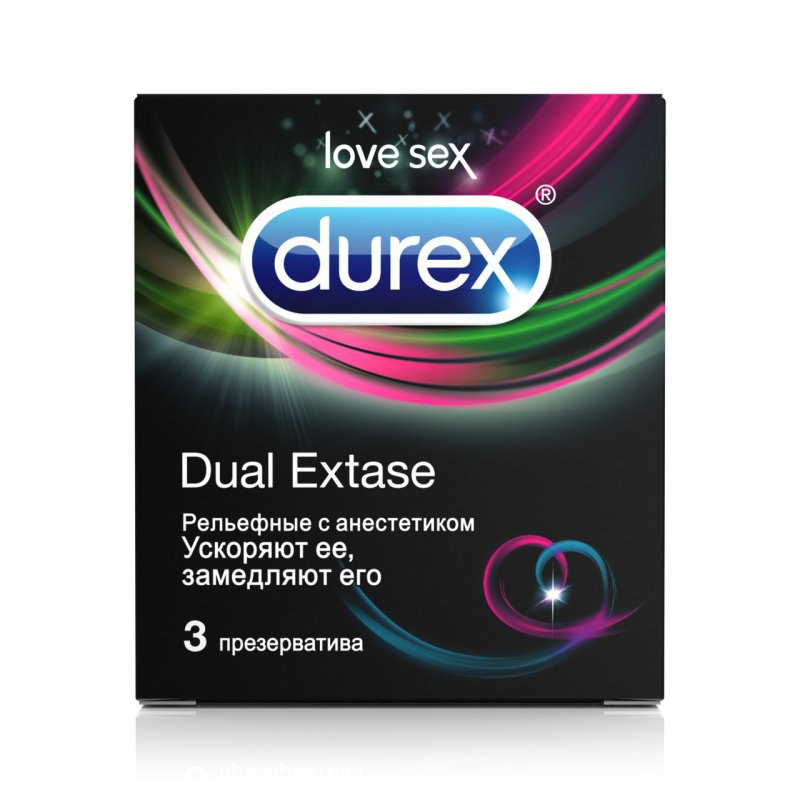 Презервативы Durex Dual Extase рельефные с анестетиком – 3 шт фото