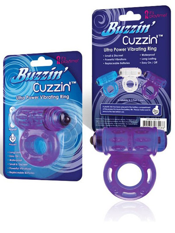 Lux Fetish Мощное виброкольцо со стимуляцией клитора Buzzin Cuzzin – фиолетовый