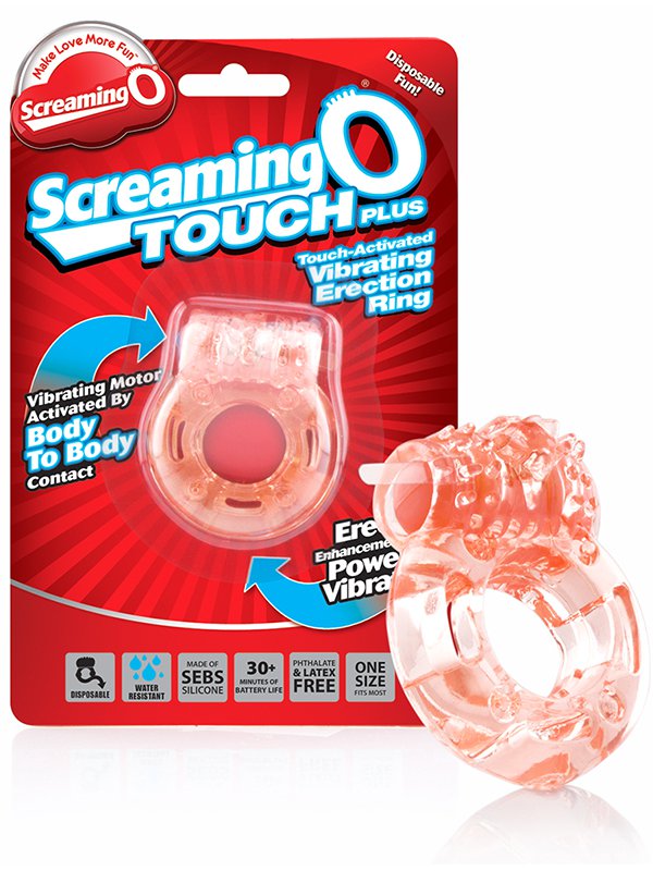 Screaming O Кольцо на пенис Screaming O Touch Plus с вибрацией от прикосновения – оранжевый