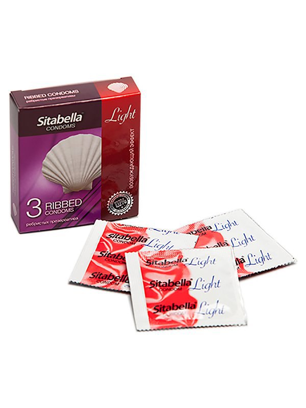 Купить Sitabella   Ребристые презервативы Sitabella Light с возбуждающим эффектом - 3 шт