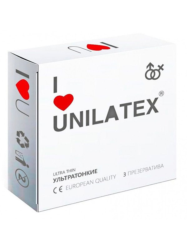 Ультратонкие презервативы Unilatex Ultrathin - 3 шт