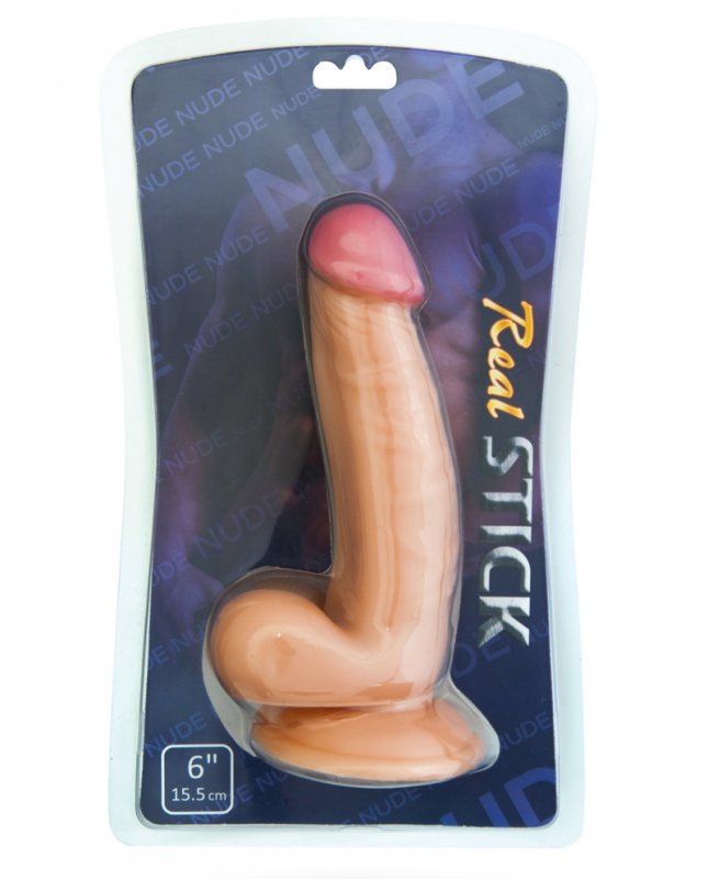 Реалистичный фаллоимитатор с мошонкой TOYFA RealStick Nude 6” на присоске – телесный