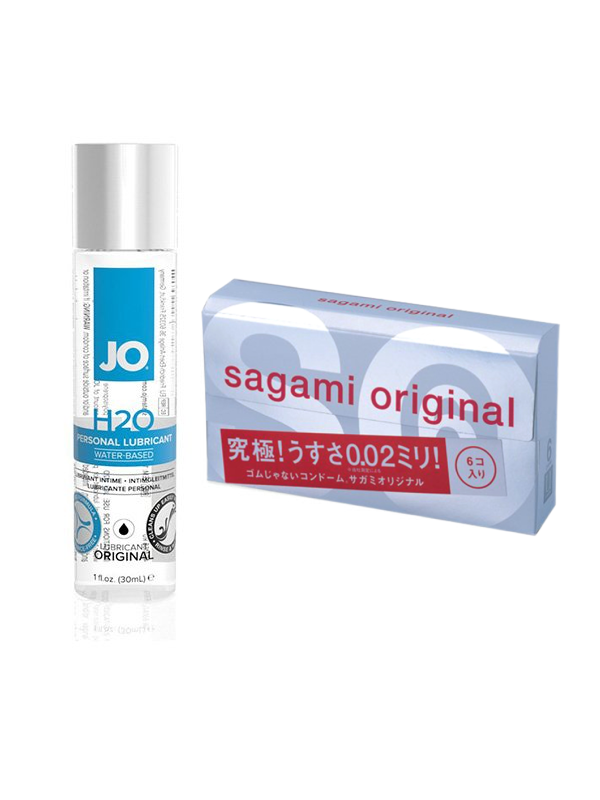 Набор для пар: Презервативы Sagami Original 0,02 - 6 шт. и Лубрикант на водной основе JO H2O Original, 30 мл Sagami Sagami 002 6'S+JO10128