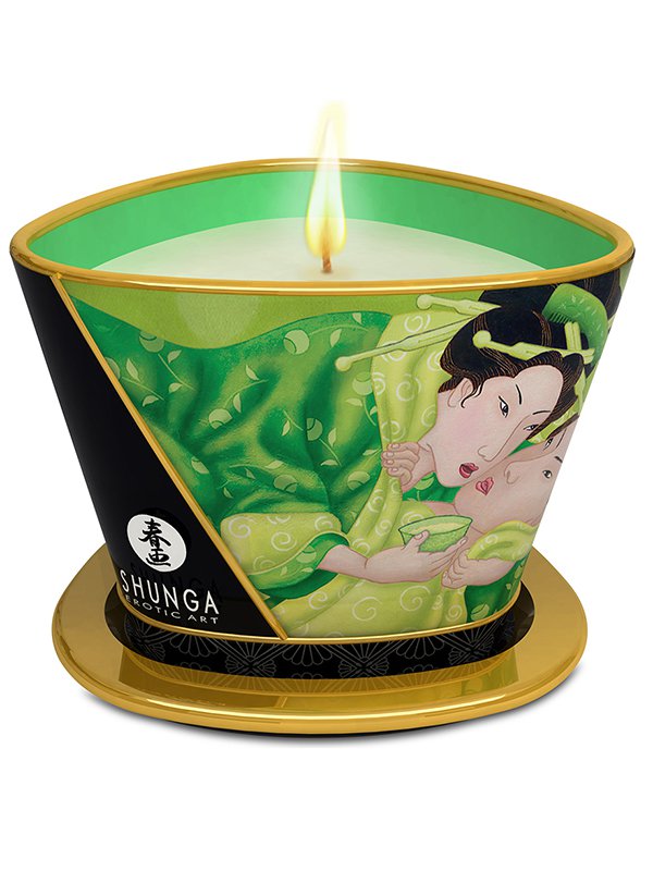 Shunga Erotic Art Массажное арома масло в виде свечи Exotic Green Tea Зеленый чай – 170 мл