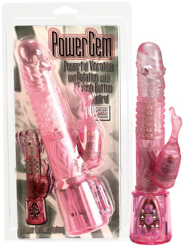 Вибромассажер Power Gem с клиторальным стимулятором в форме уточки – розовый