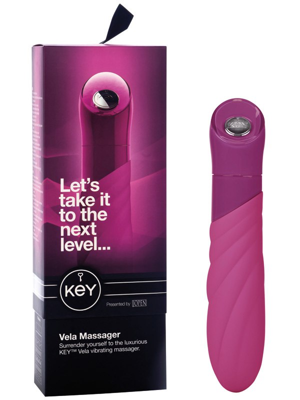 Здесь можно купить   Дизайнерский вибратор Vela с элегантным рельефом - Pink Универсальные вибраторы