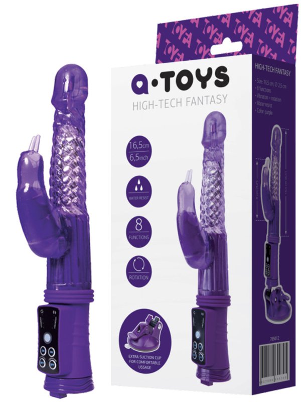 Toyfa Вибратор-ротатор с клиторальным стимулятором птичкой TOYFA A-Toys – фиолетовый