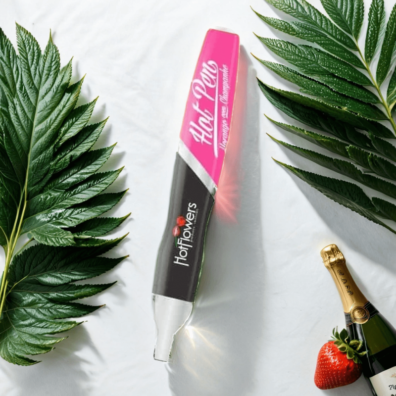 Вкусовая ручка для рисования на теле Hot Flowers Hot Pen со вкусом клубники с шампанским, 35 мл