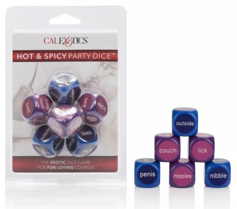 Набор из 6 игральных кубиков для взрослых Calexotics Hot & Spicy Party Dice – розовый, фиолетовый