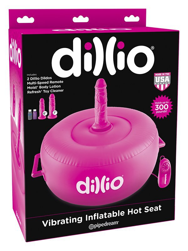Pipedream Яркое надувное сидение Dillio Vibrating Inflatable Hot Seat с вибрацией и 2-мя фаллоимитаторами – розовый