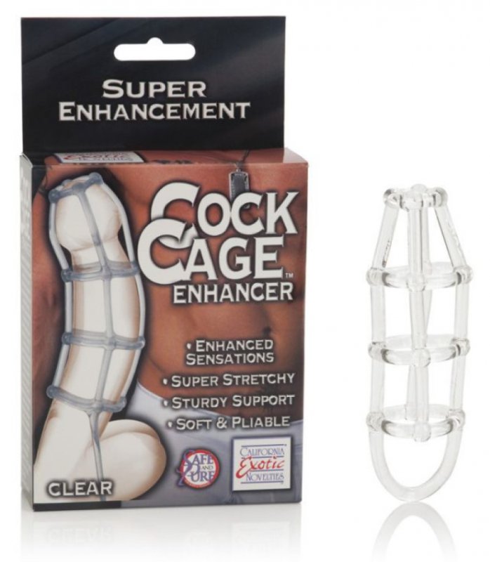 Резиновый бондаж для пениса Calexotics Cock Cage Enhancer – прозрачный