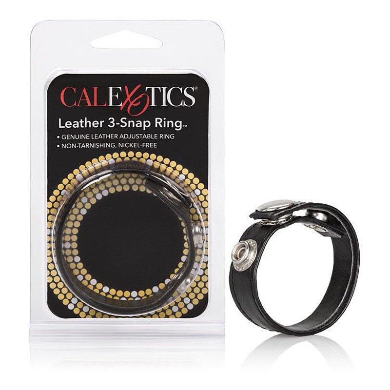Кожаное кольцо на пенис 3-Snap Ring – черный