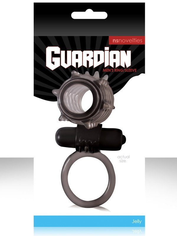 NS Novelties Эрекционное вибро-кольцо с петлей для мошонки Guardian - Charcoal
