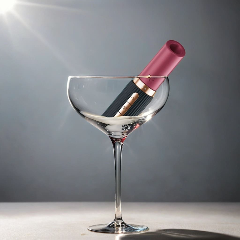 Воздушно-волновой стимулятор клитора Satisfyer Deep Kiss black, в виде помады, 30 скоростей, силикон, черный