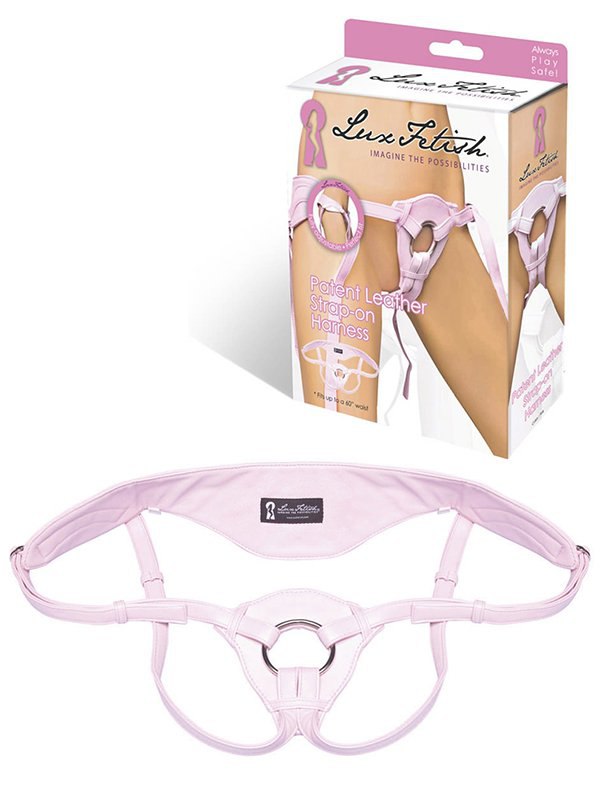 Lux Fetish Трусики для страпона из патентованной кожи Patent Leather Strap-On Harness – розовый