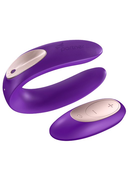 Многофункциональный вибратор для пар Satisfyer Partner Plus Remote - фиолетовый и Согревающий лубрикант для женщин JO Agape Warming – 30 мл