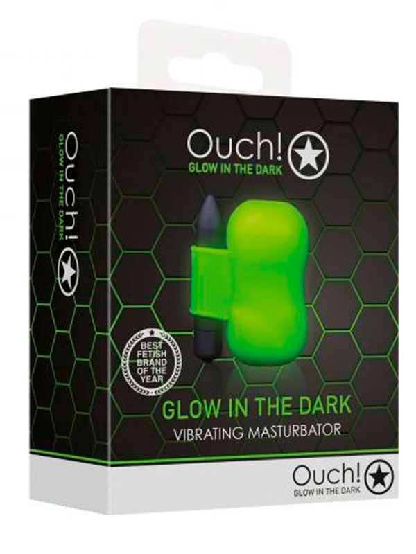 Компактный мастурбатор Shots toys Ouch!, с вибропулей, люминисцентный 