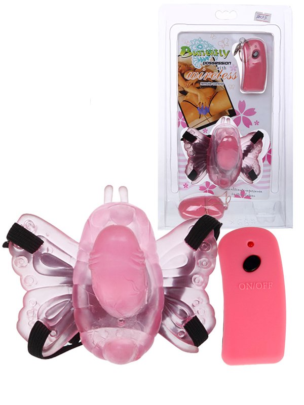 Baile Вибростимулятор клитора на ремешках с беспроводным пультом управления Butterfly – розовый