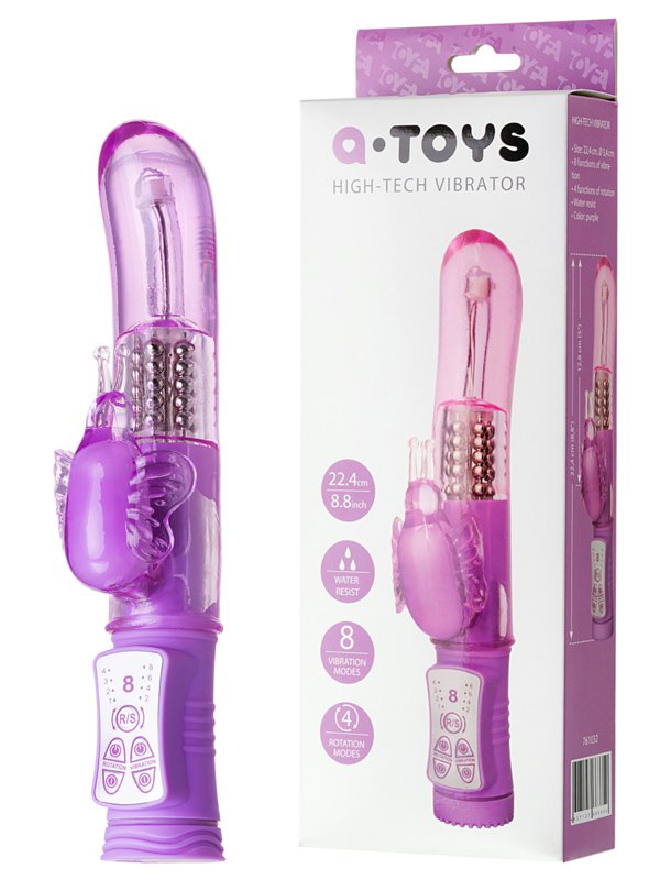 Toyfa Вибратор с ротацией и клиторальным стимулятором бабочкой TOYFA A-Toys – фиолетовый