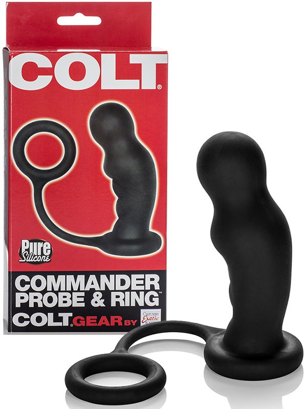 Анальная пробка Colt Commander Probe & Ring с эрекционным кольцом – черная