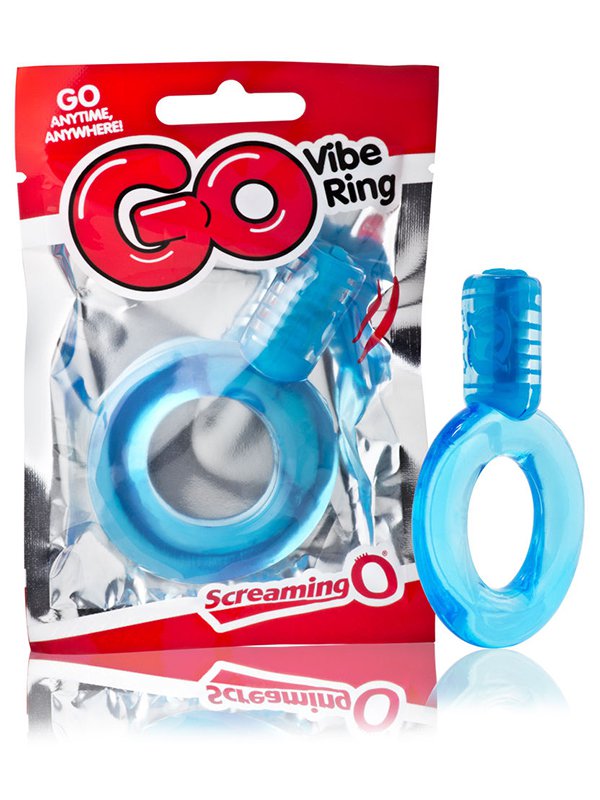 Screaming O Упругое виброкольцо на пенис Screaming O - Go Vibe Ring одноразовое – синий