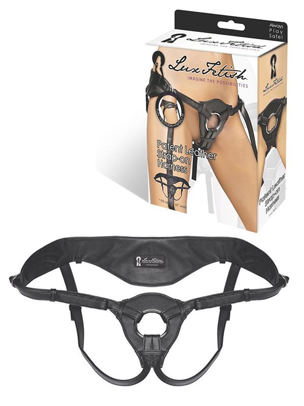Lux Fetish Трусики для страпона из патентованной кожи Patent Leather Strap-On Harness – черный