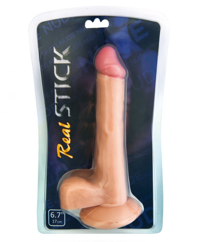 Реалистичный фаллоимитатор с мошонкой TOYFA RealStick Nude 6,7” на присоске – телесный