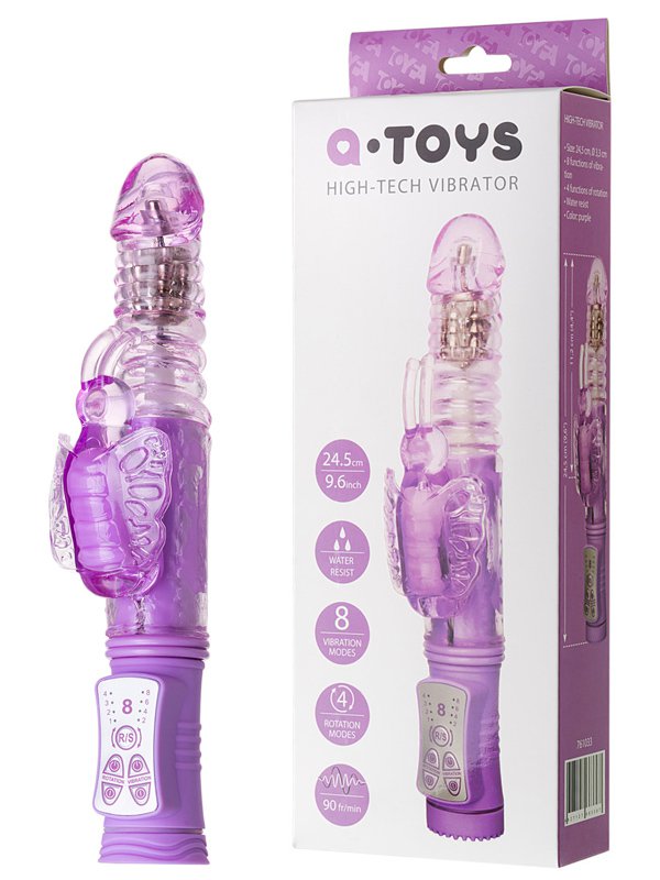 Toyfa Вибратор с ротацией, поступательными движениями и клиторальным стимулятором TOYFA A-Toys – фиолетовый